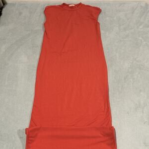 Marine Layer Midi Dress Extra Small Tall 17x49 Orange Organic Cotton Camila